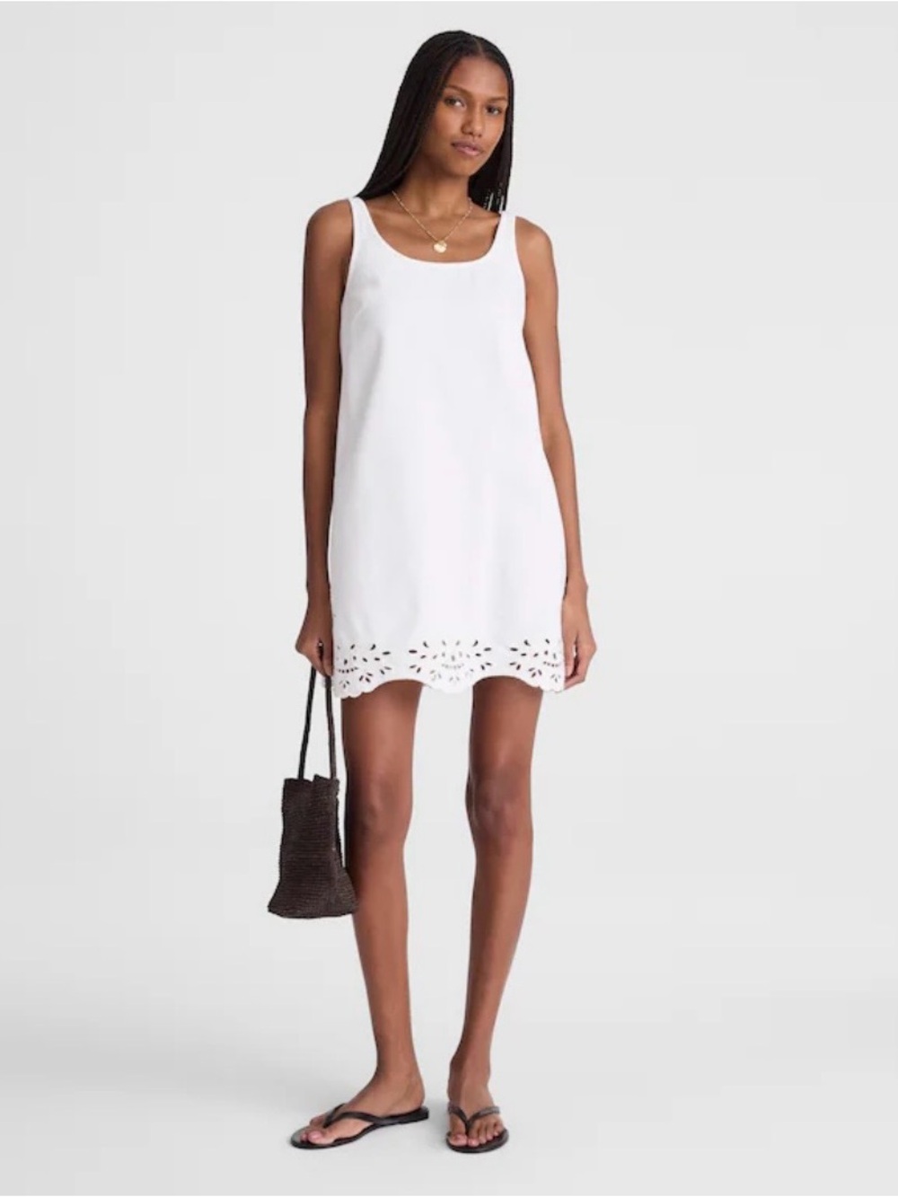 Madewell Denim Eyelet Mini Mini Shift Dress